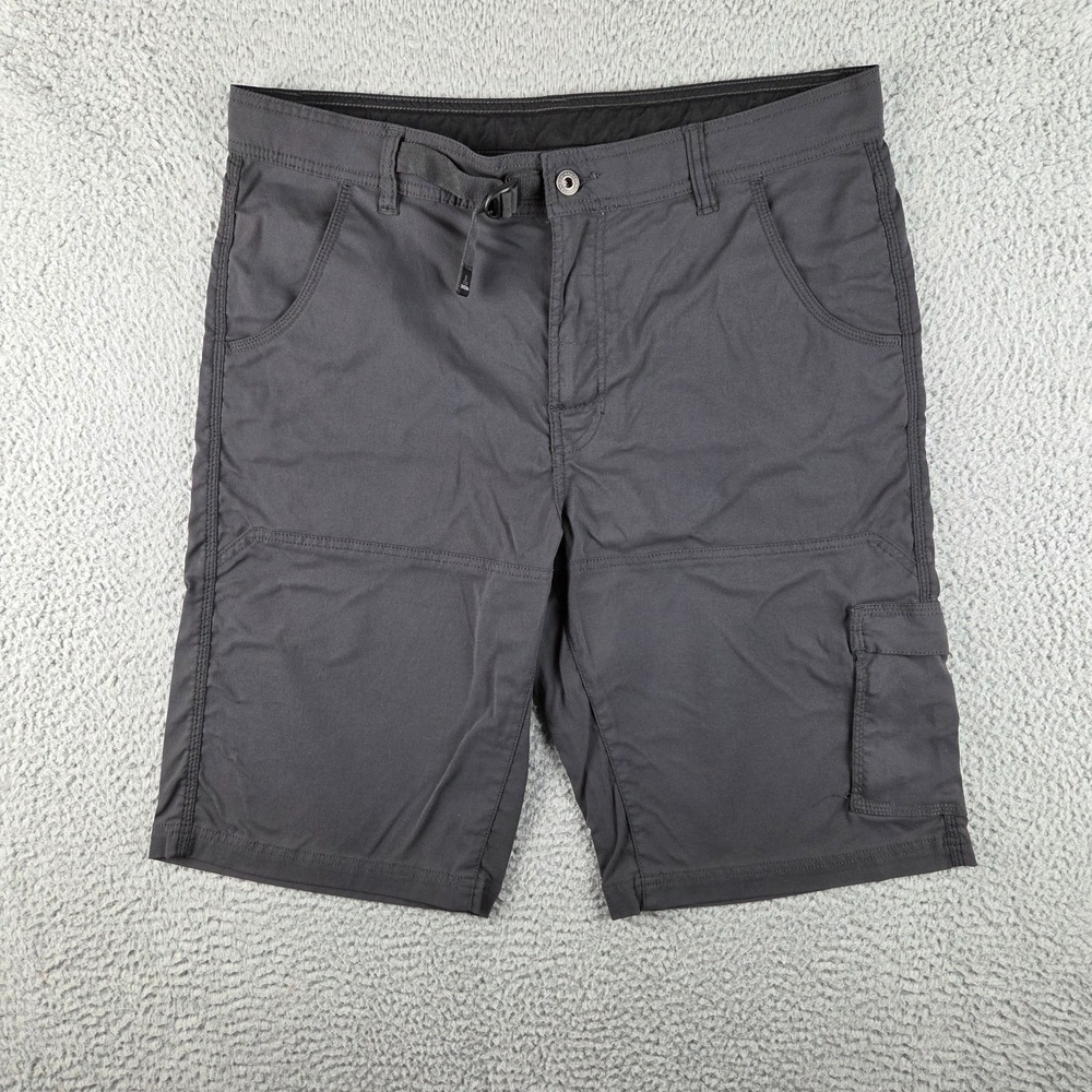 Prana Shorts Mens L Gray Stretch Zion Cargo Hiking Belted Outdoor 11.5 Inch